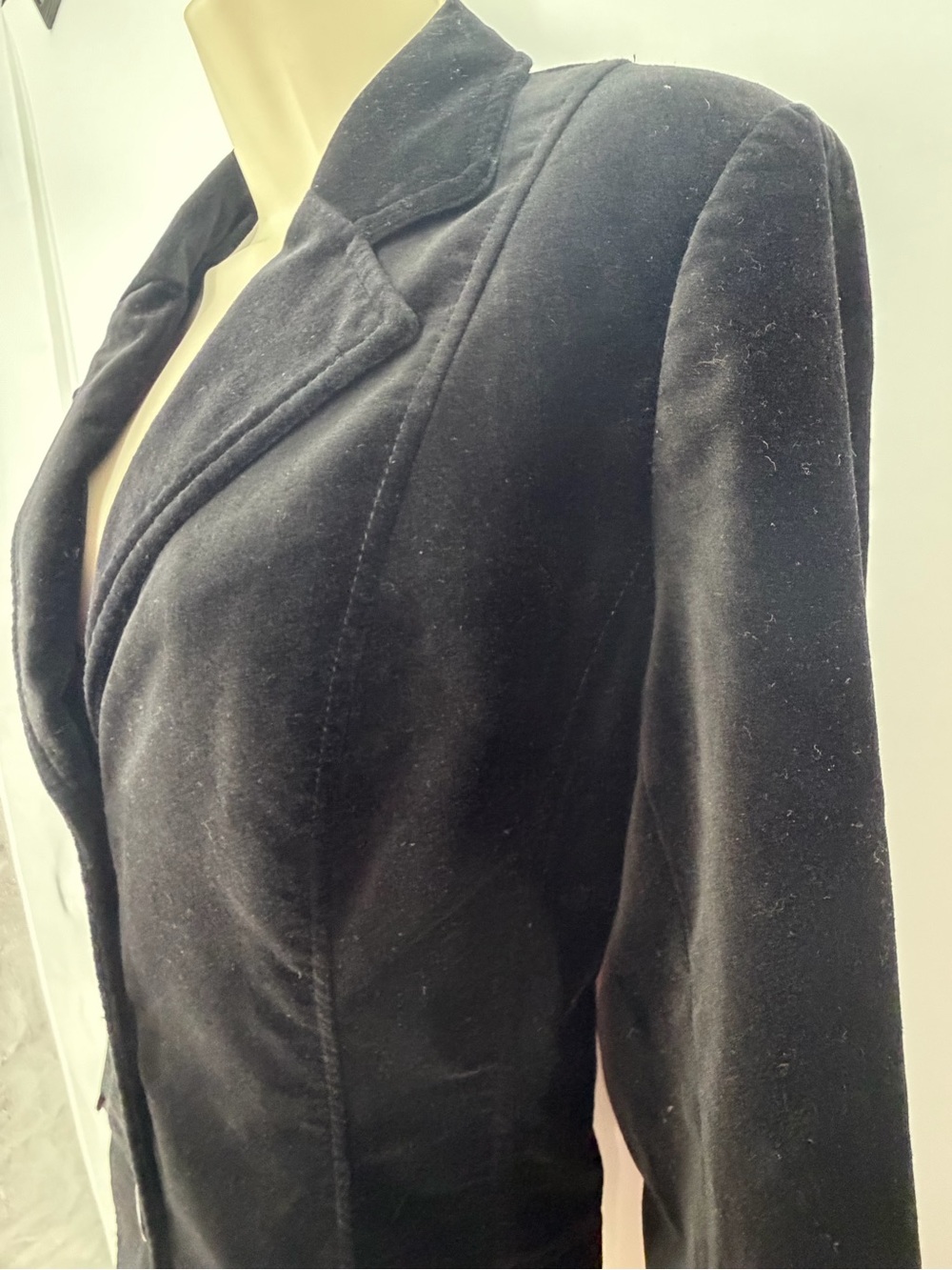 Vintage Y2K Liz Claiborne Black Cotton Velvet Blazer 14 Dark Academia Equestrian - Picture 5 of 15